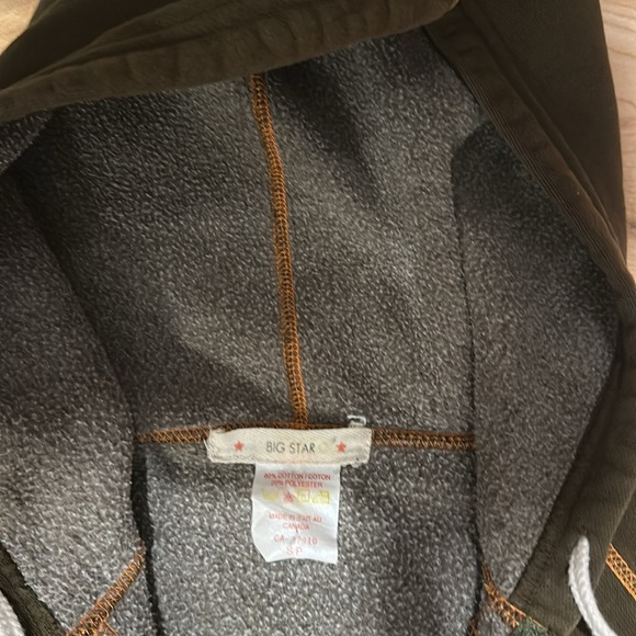 BIG STAR khaki hoodie with orange contrast stitching size Small - Picture 3 of 4